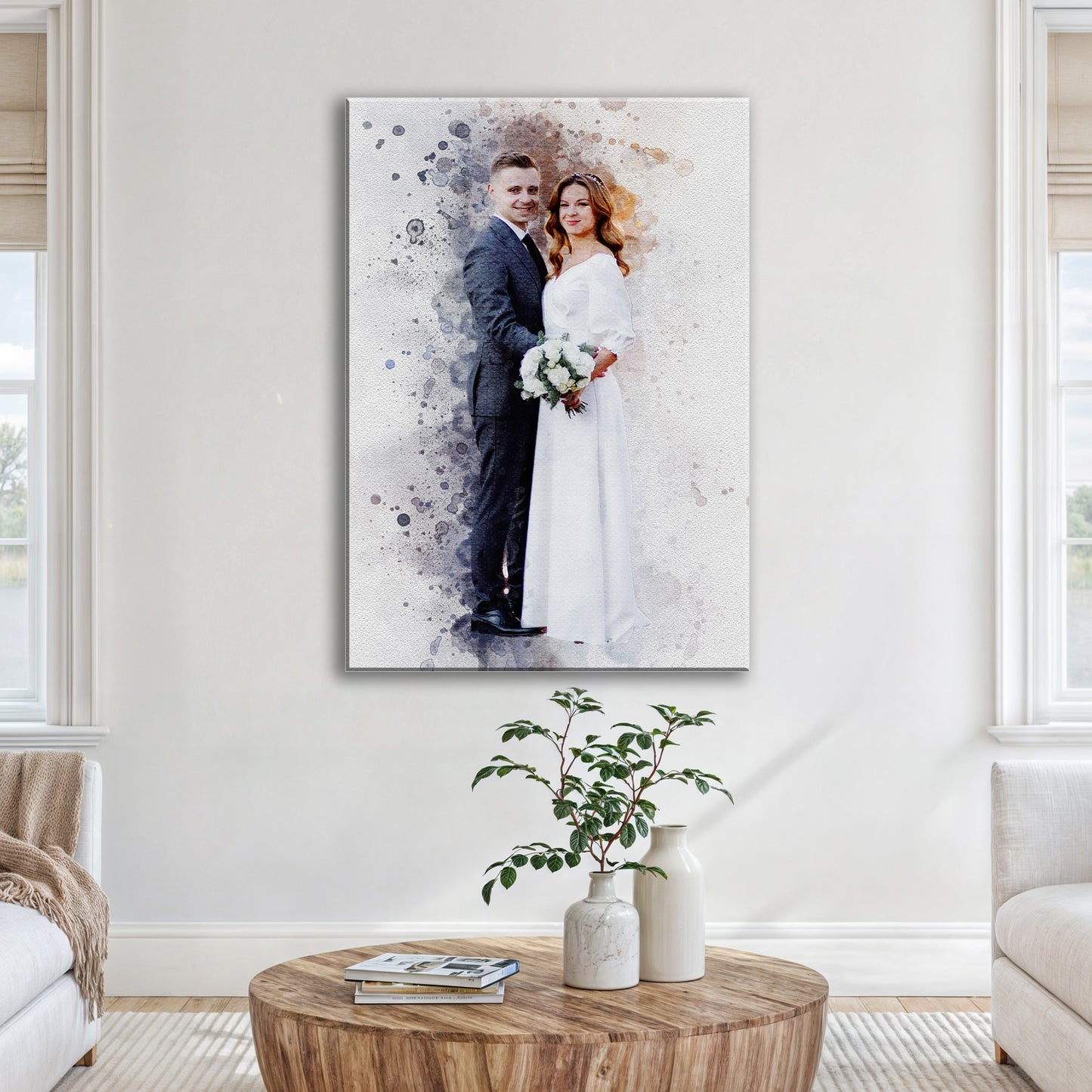 Custom Anniversary Watercolor Portrait Style 2 - Image by Tailored Canvases