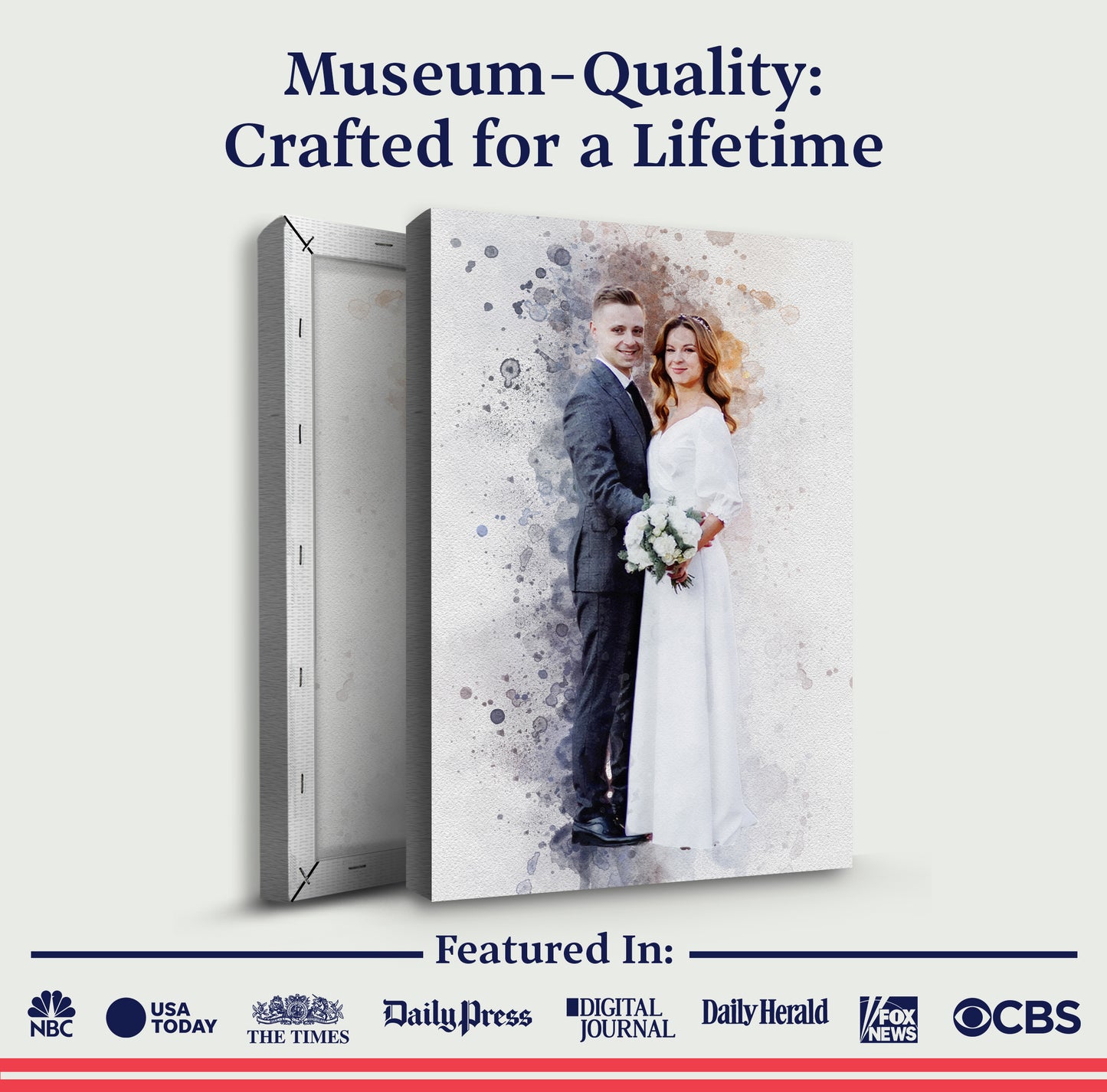 Custom Anniversary Watercolor Portrait Quality - Image by Tailored Canvases