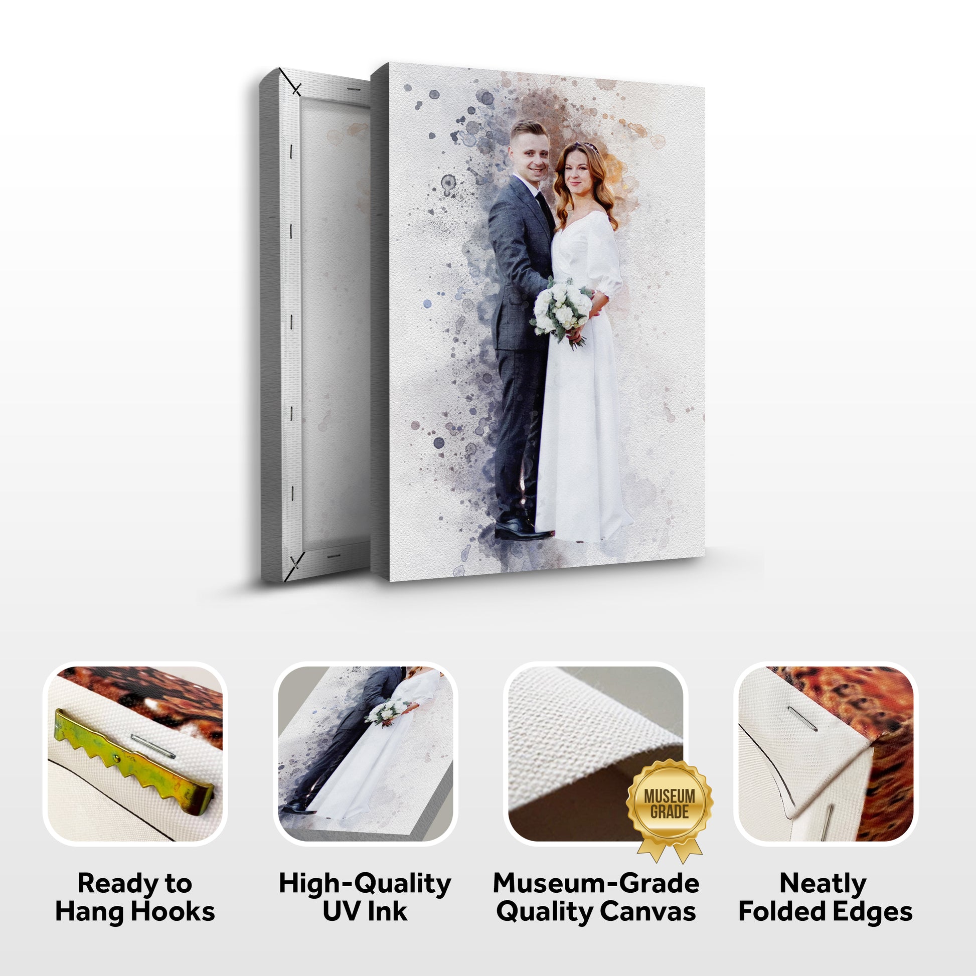 Custom Anniversary Watercolor Portrait Specs - Image by Tailored Canvases