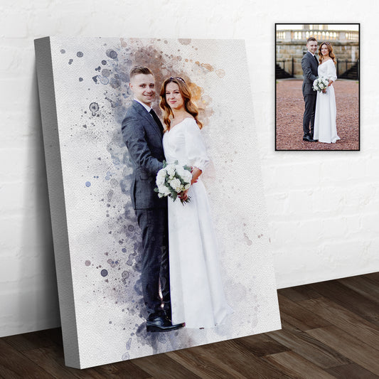 Custom Anniversary Watercolor Portrait  - Image by Tailored Canvases