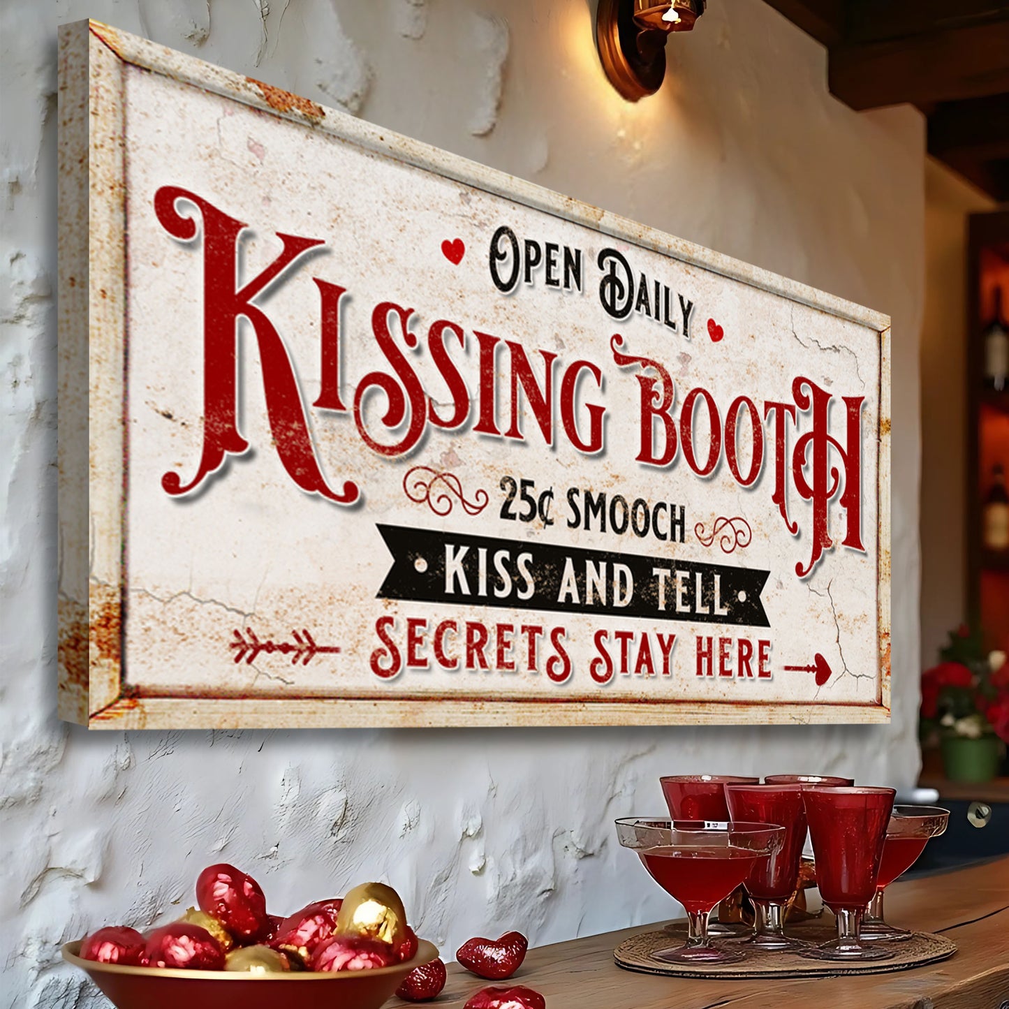 Vintage Rustic Kissing Booth Sign IV