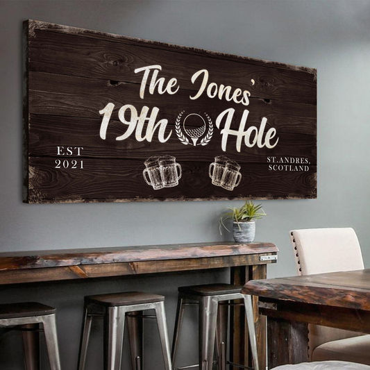 19th Hole Golf Personalized Sign II