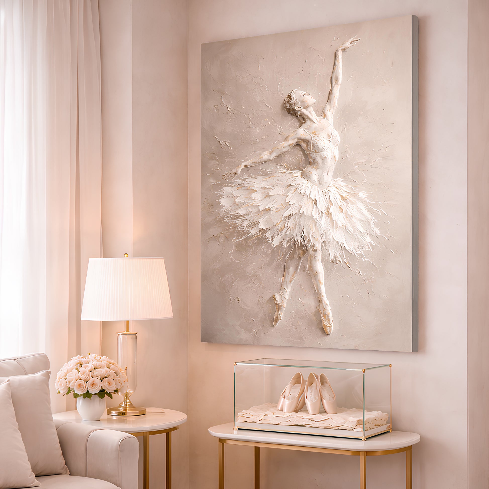 White Impasto Ballet Dancer — Single Figure