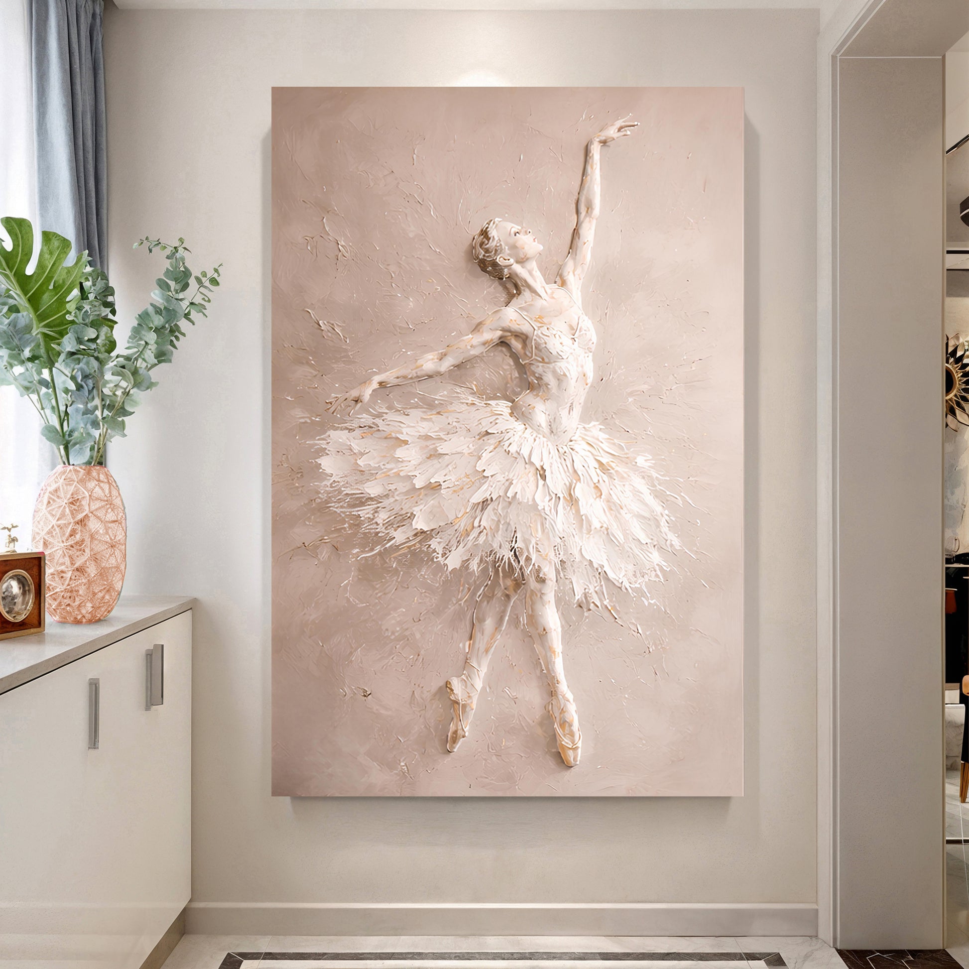 White Impasto Ballet Dancer — Single Figure