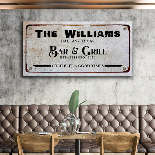 Bar and Grill Sign III Style 1 - Image by Tailored Canvases