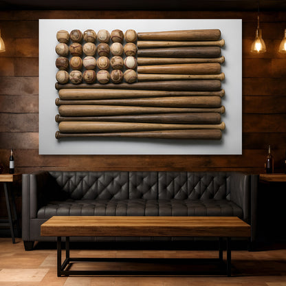 Wooden Stars & Stripes Baseball