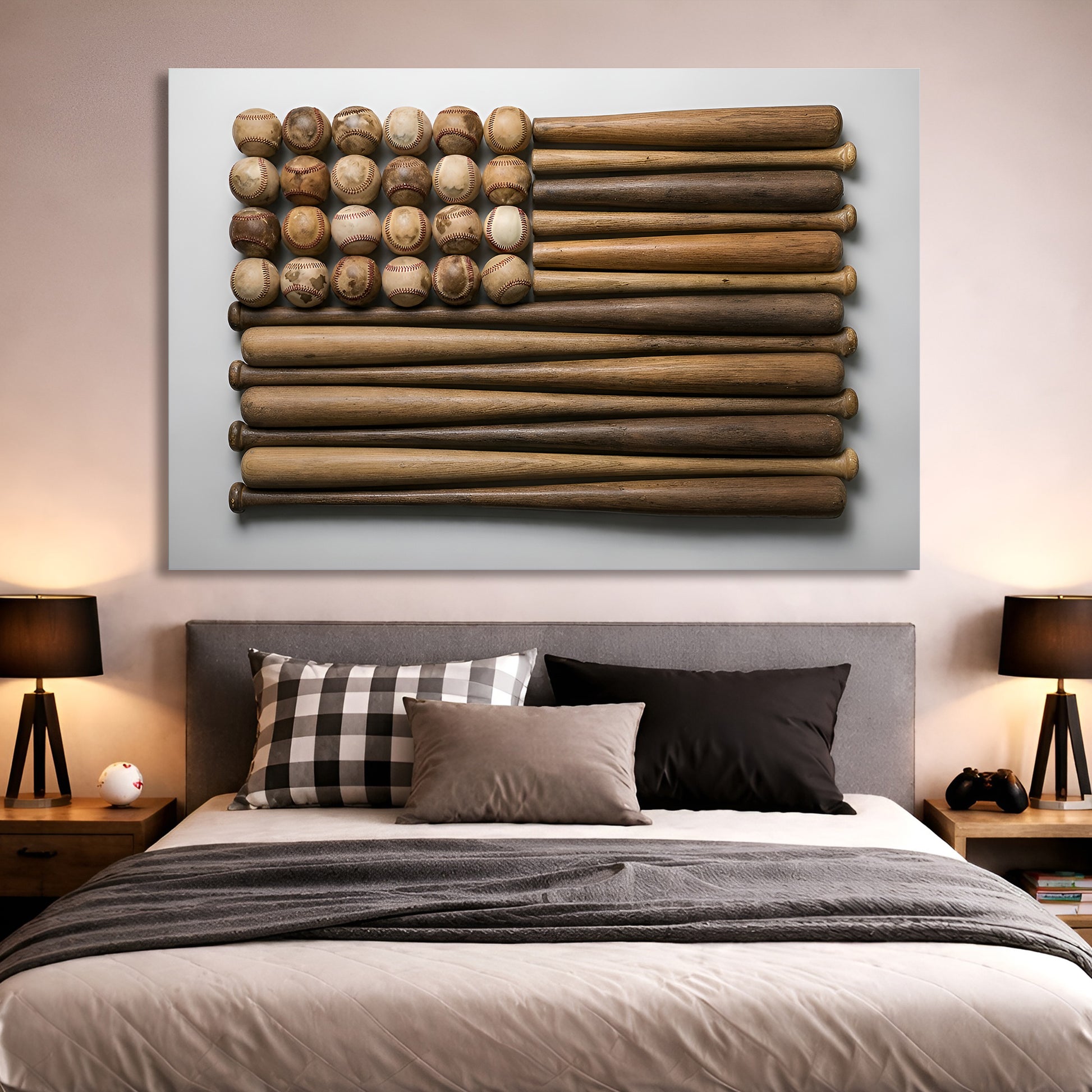 Wooden Stars & Stripes Baseball