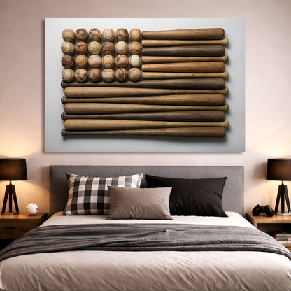 Wooden Stars & Stripes Baseball