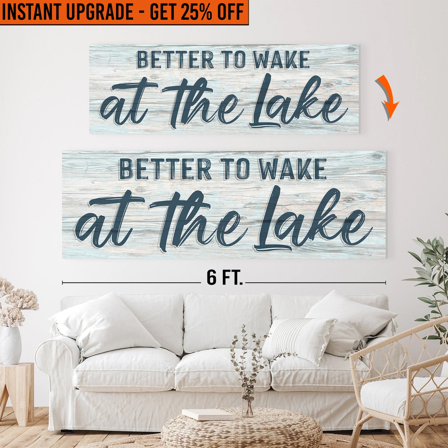 Upgrade Your 20x60 Inches 'Better To Wake At The Lake' Canvas To 24x72 Inches