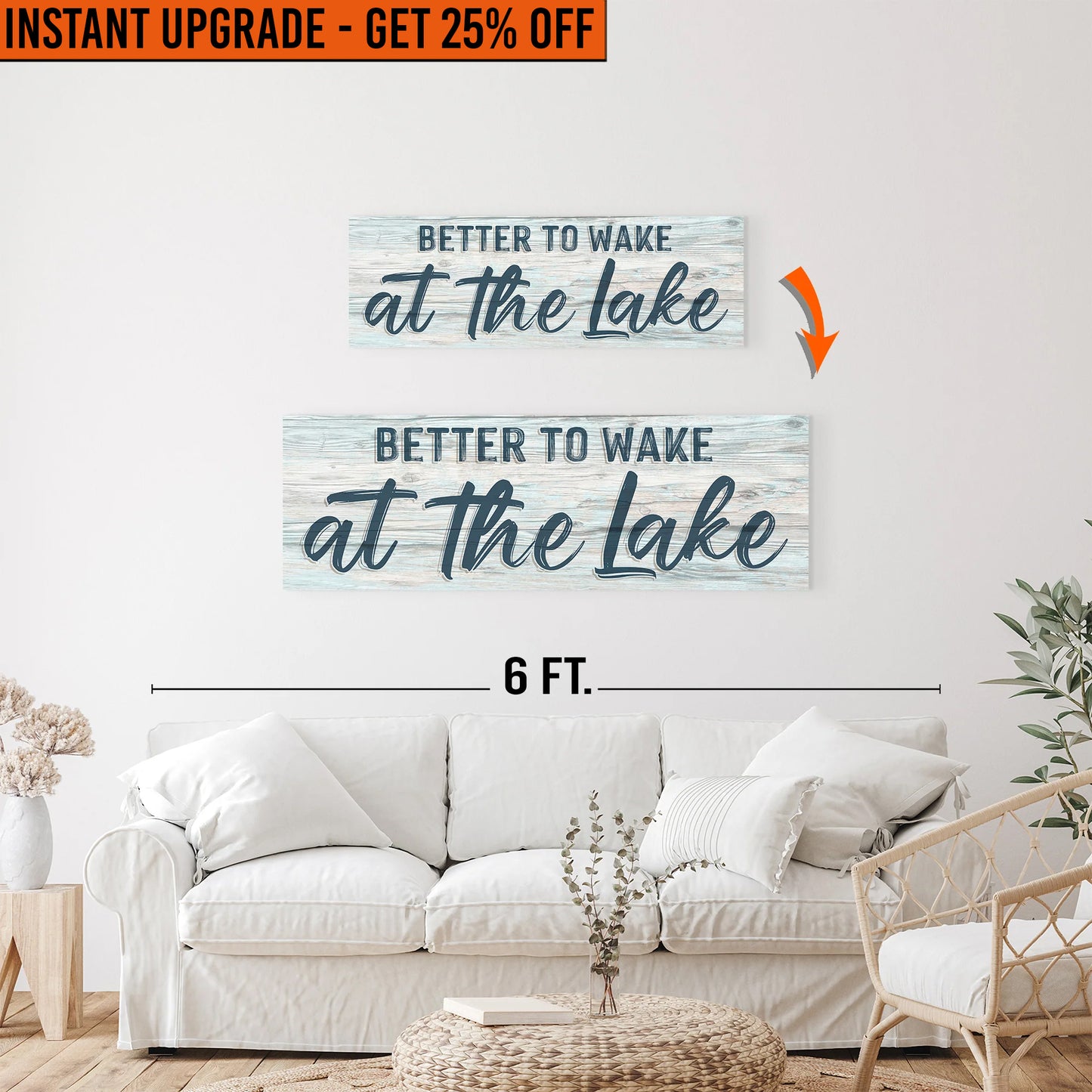 Upgrade Your 36x12 Inches 'Better To Wake At The Lake' To 48x16 Inches Canvas