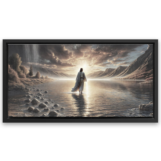 Save 33% When You Add A Frame To Your 48x24 Walking on Water - Faith Wall Art II Canvas Now