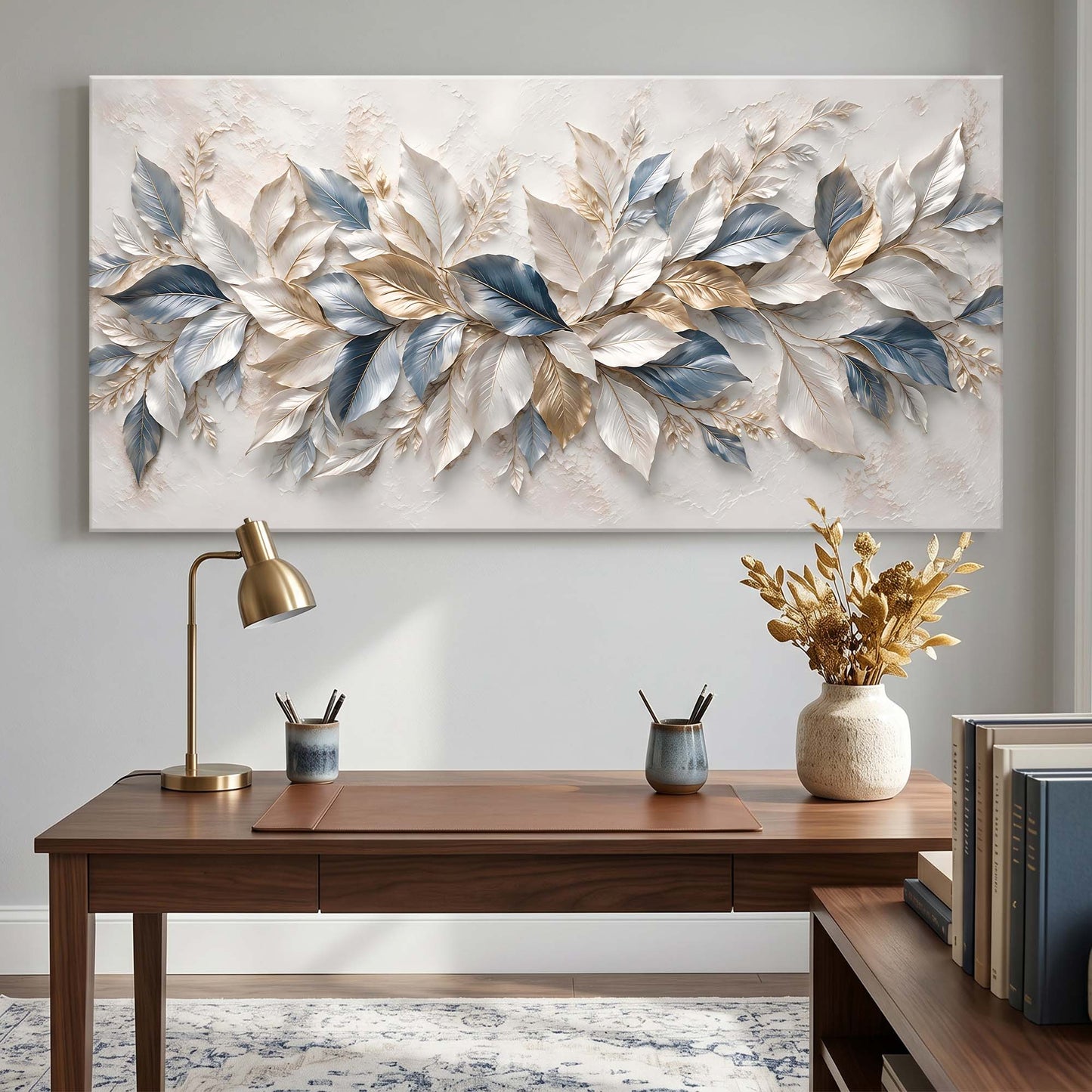 Blue & Gold Botanical Leaves
