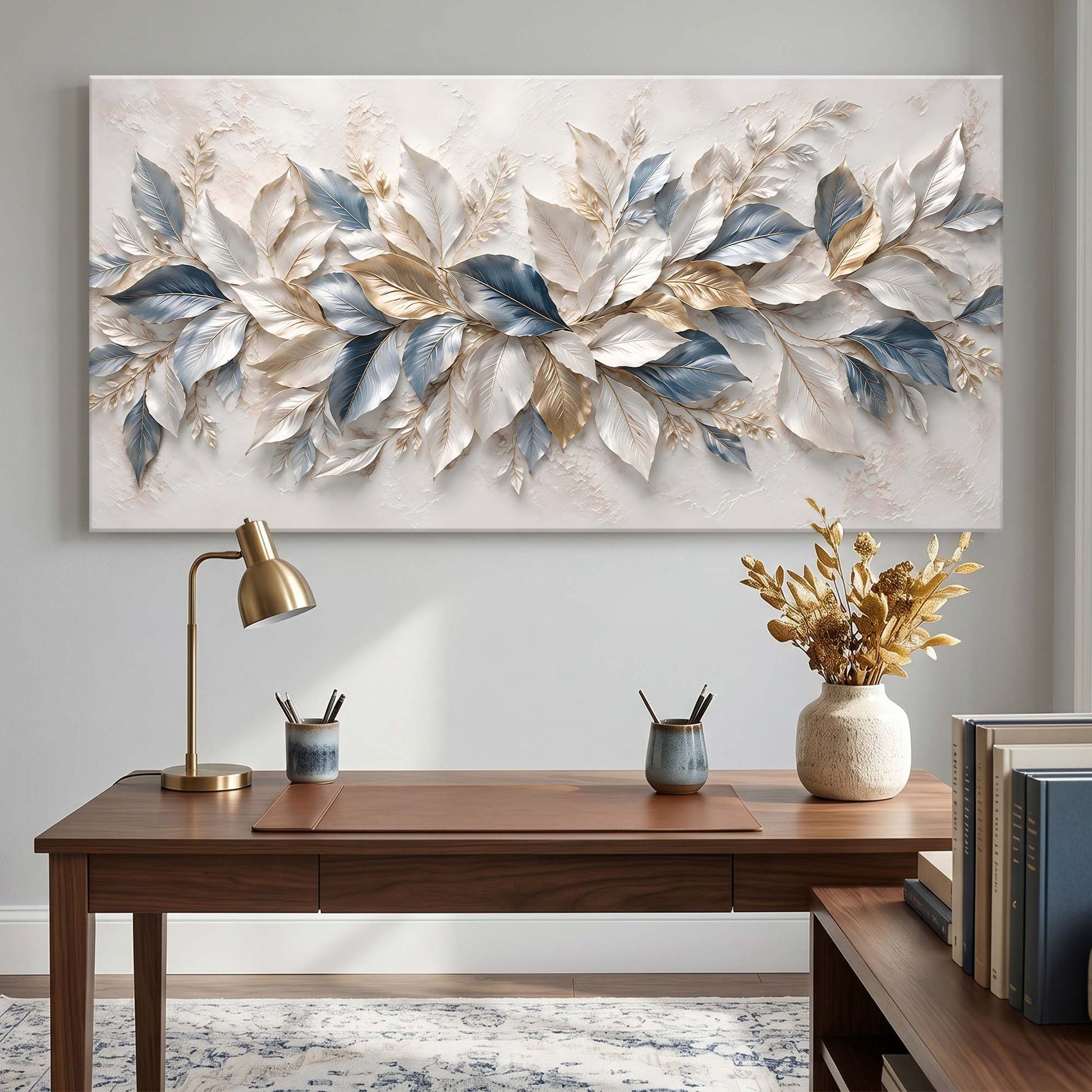 Blue & Gold Botanical Leaves