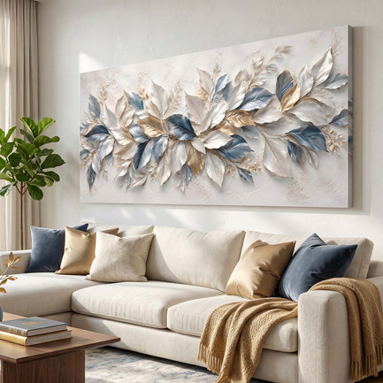 Blue & Gold Botanical Leaves