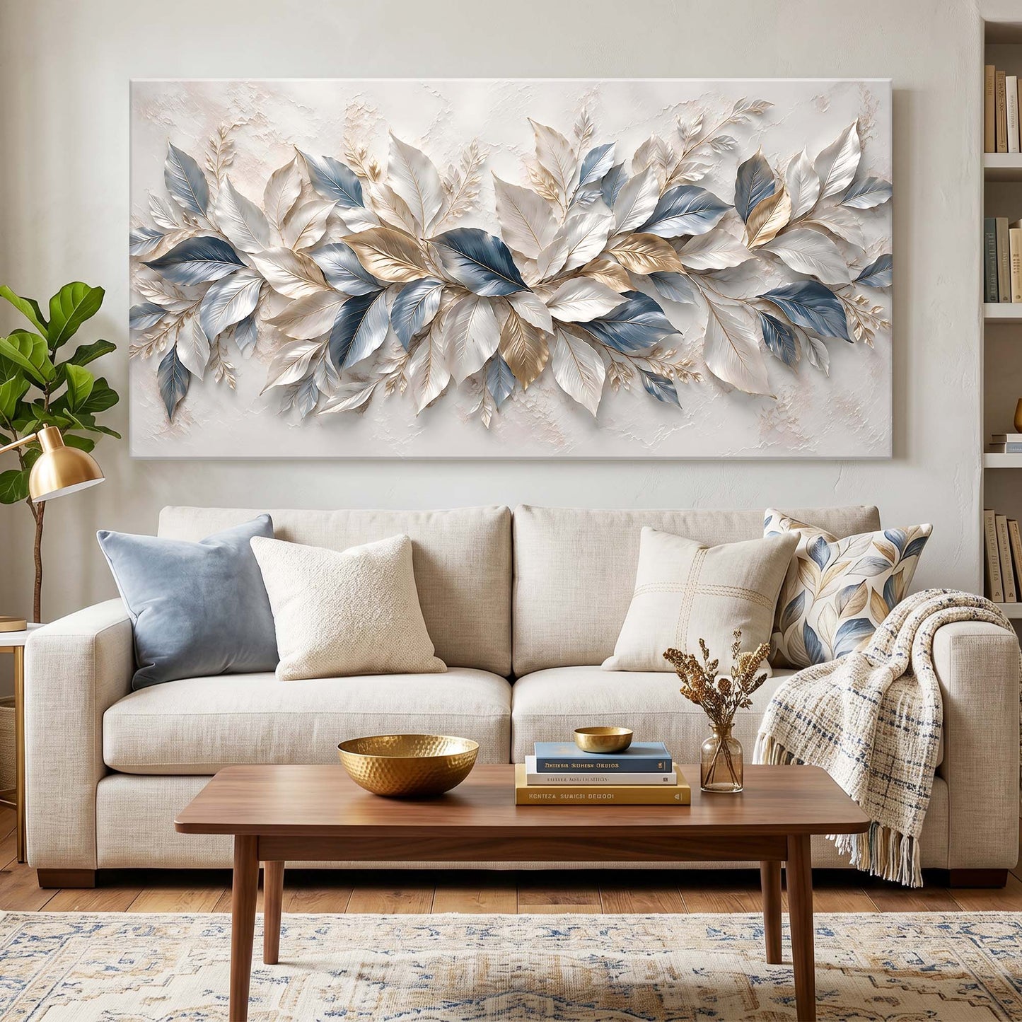 Blue & Gold Botanical Leaves