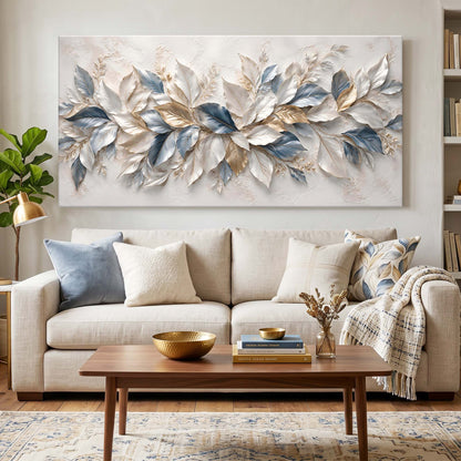 Blue & Gold Botanical Leaves