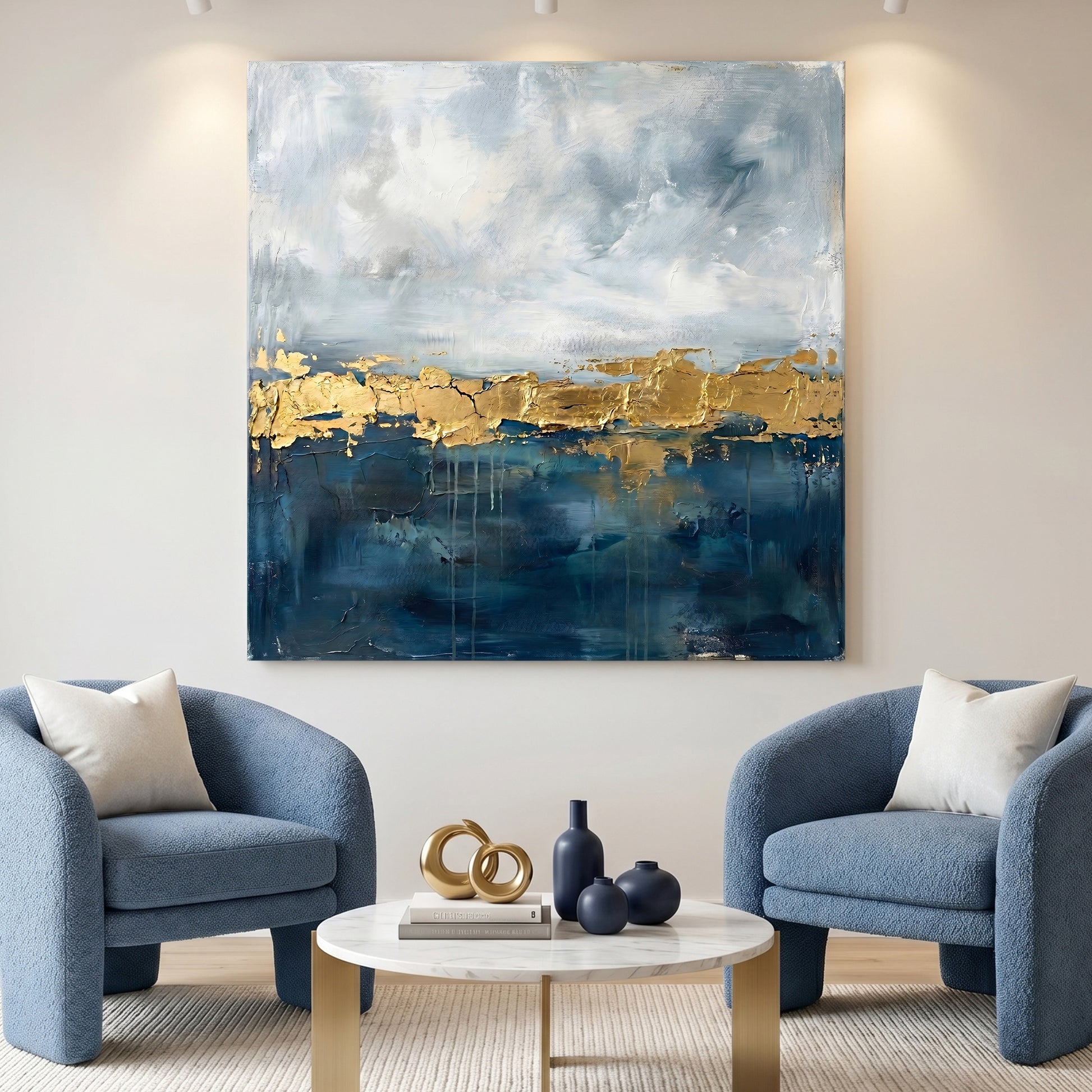 Blue and Gold Abstract