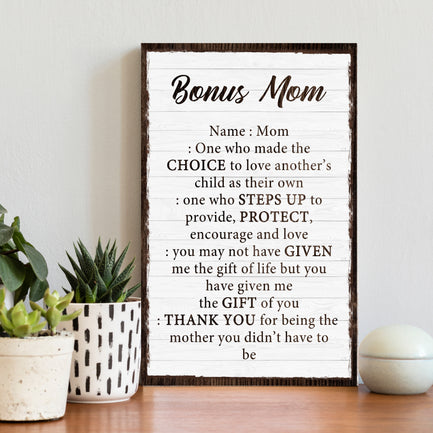 Bonus Mom Customized Sign II - Image by Tailored Canvases