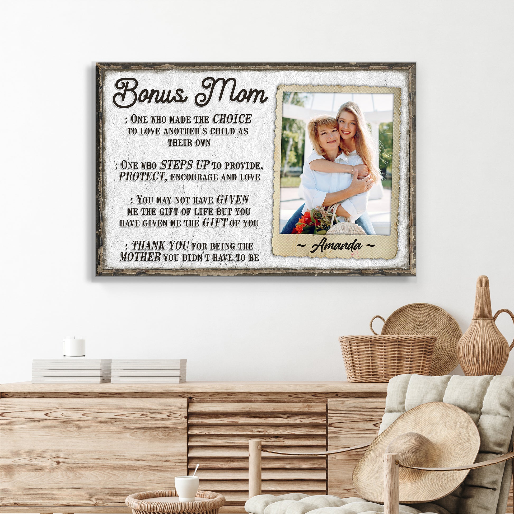 Bonus Mom Customized Sign Style 2 - Image by Tailored Canvases