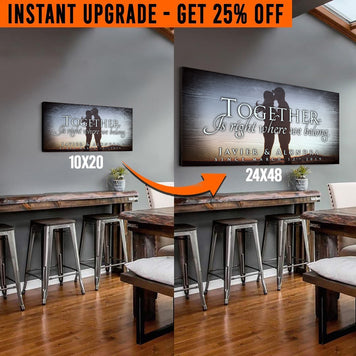 Upgrade Your 20x10 Inches 'Together' (Style 2) Canvas To 24x48 Inches