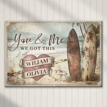 Surfboard Themed We Got This Couple Sign