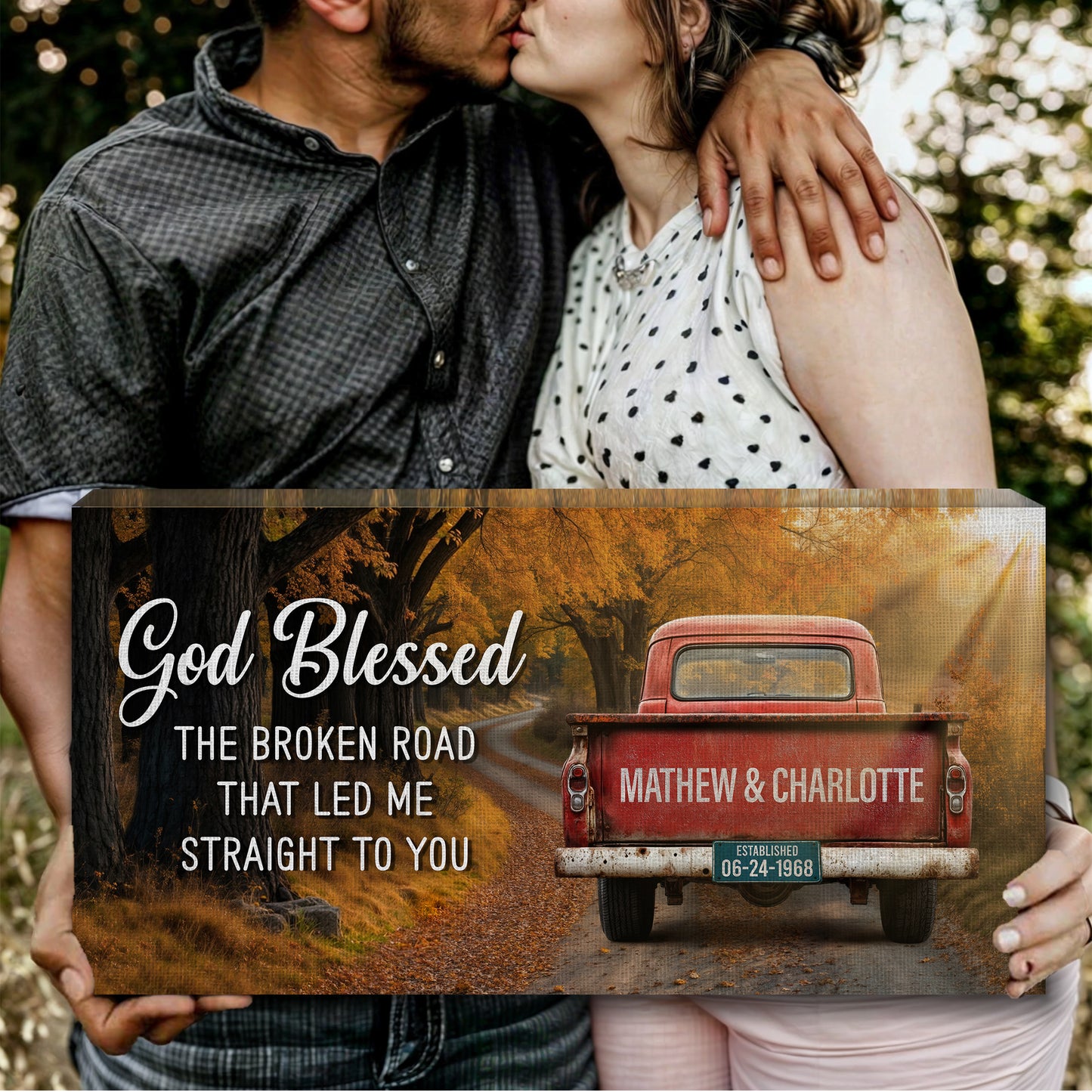 Custom Vintage Truck Couple Sign II