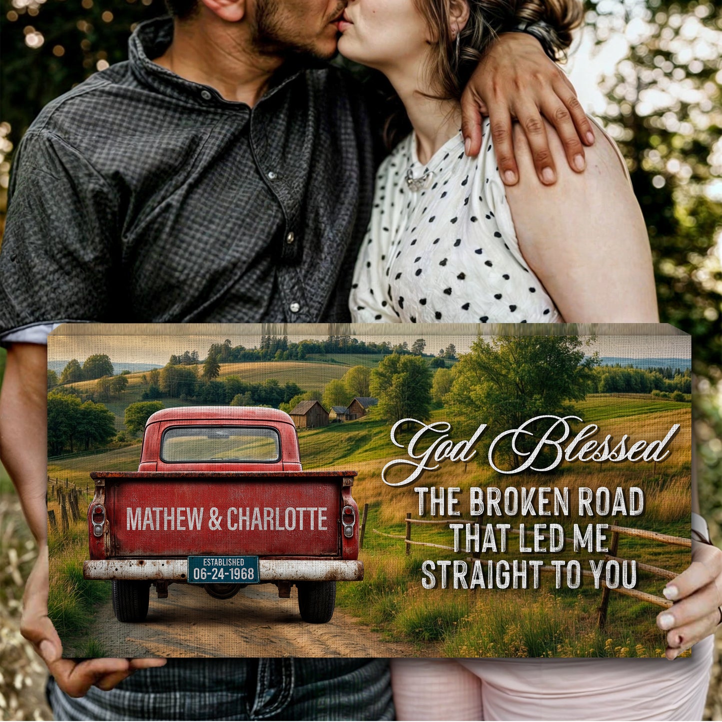 Custom Vintage Truck Couple Sign III