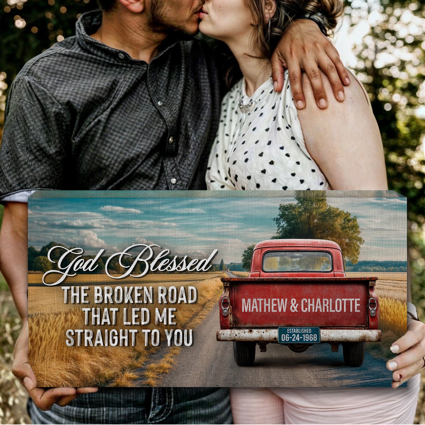 Custom Vintage Truck Couple Sign IV