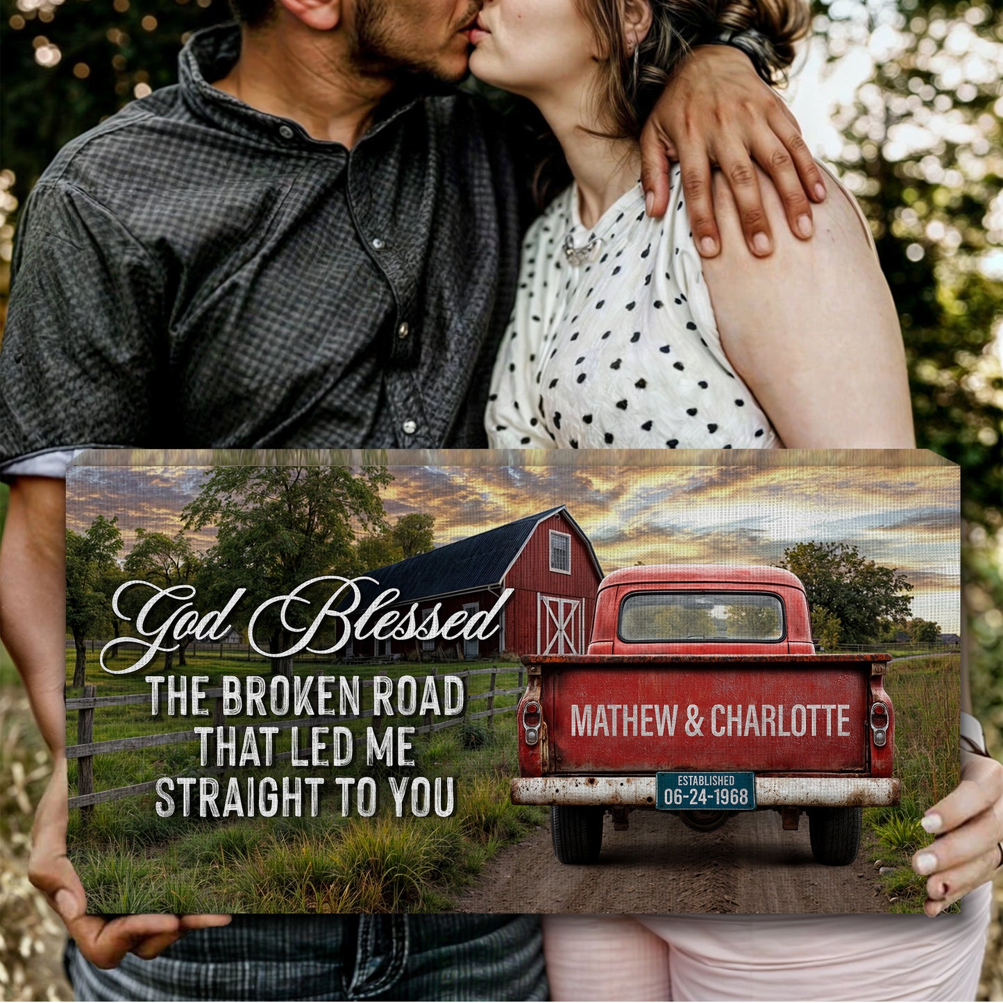 Custom Vintage Truck Couple Sign V