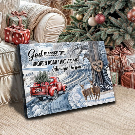 Personalized God Blessed The Broken Road Christmas Sign II