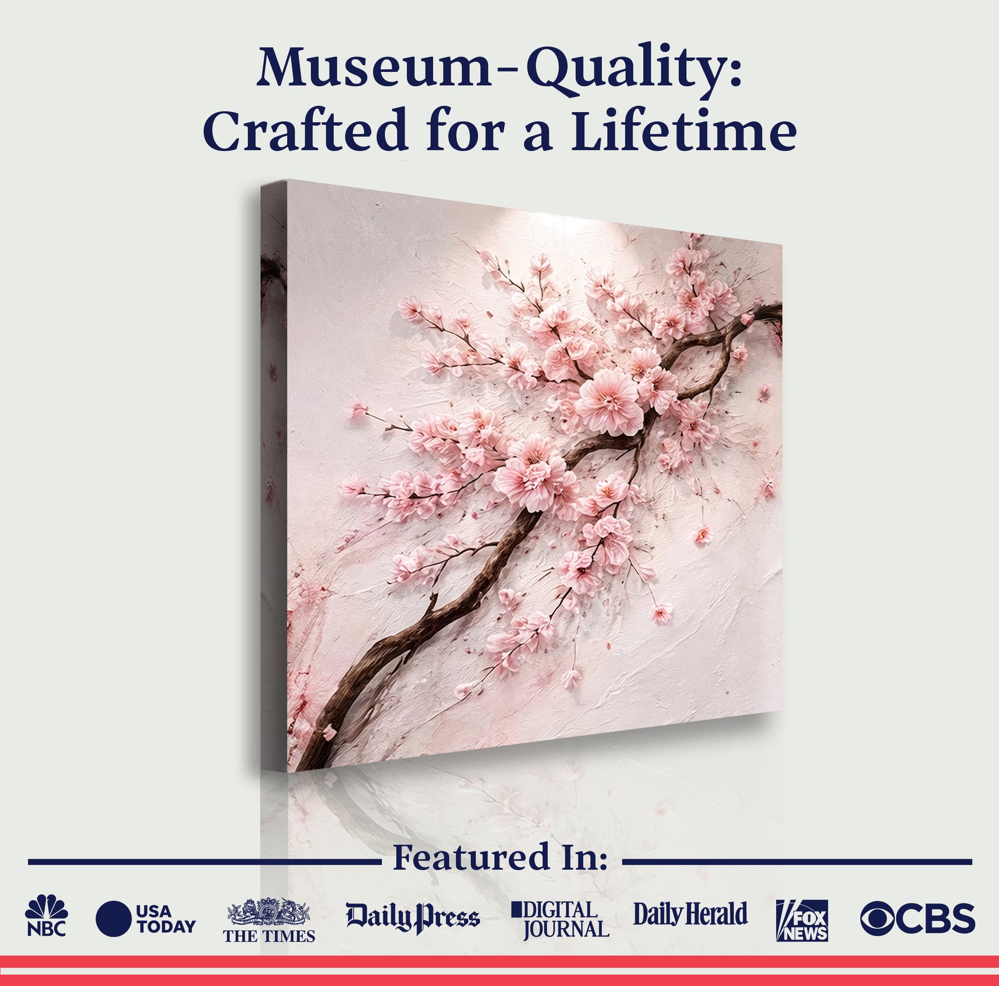 Cherry Blossom Branch — Pink On White