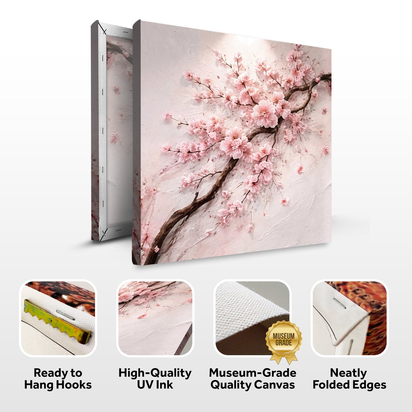 Cherry Blossom Branch — Pink On White