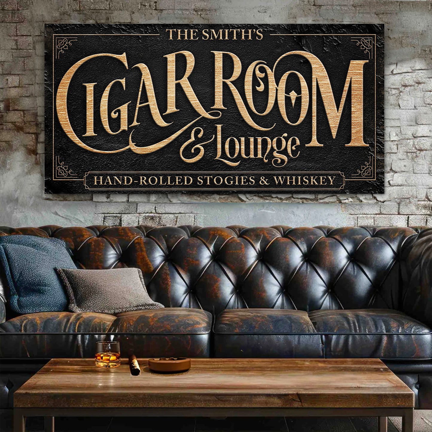 Personalized Cigar Room and Lounge Sign Style 1 - Image by Tailored Canvases