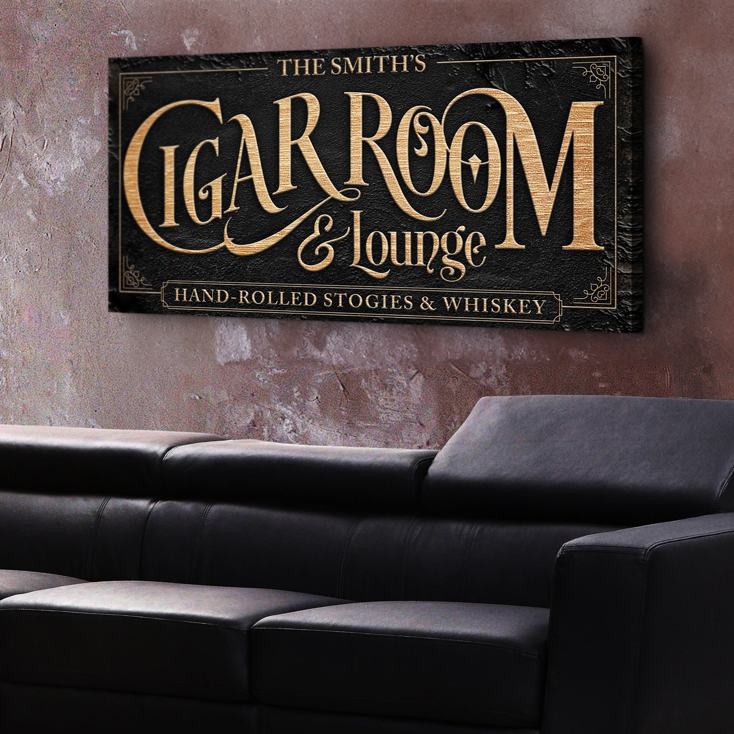 Personalized Cigar Room and Lounge Sign Style 2 - Image by Tailored Canvases