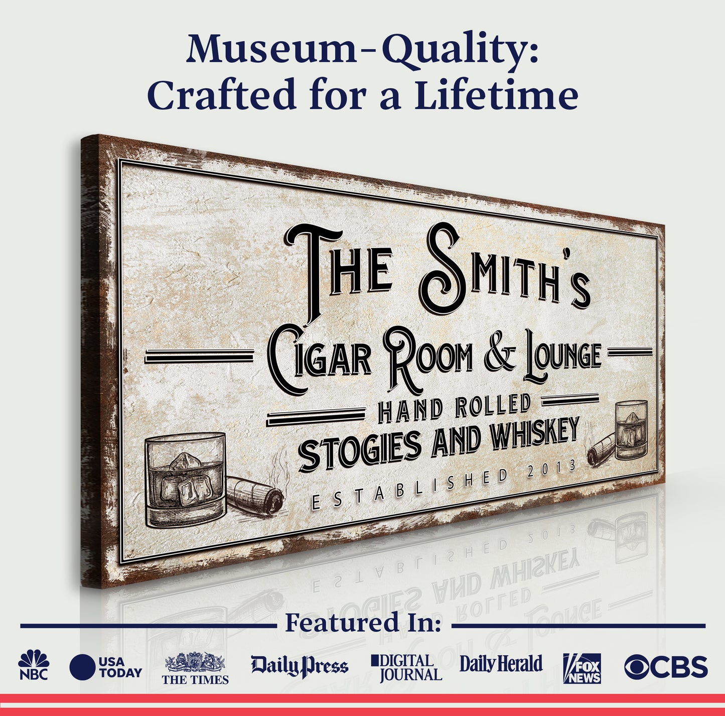 Personalized Cigar Room and Lounge Sign II Quality - Image by Tailored Canvases