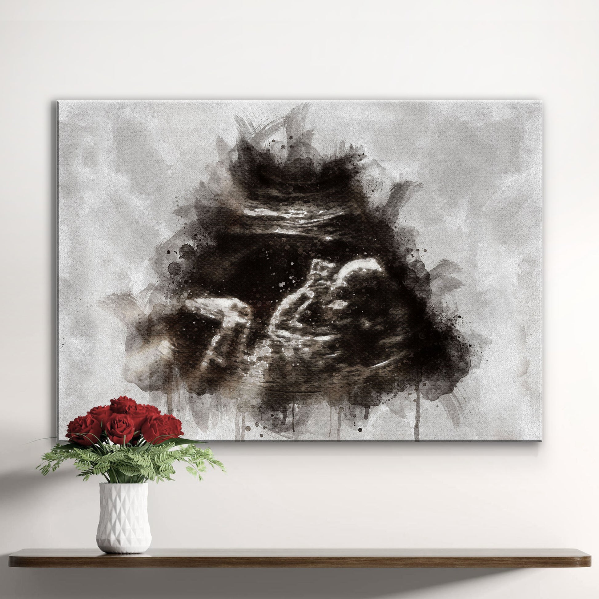 Custom Baby Ultrasound Watercolor Portrait Style 1 - Image by Tailored Canvases