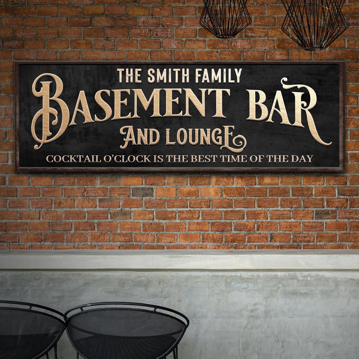 Custom Basement Bar and Lounge Sign Style 1 - Image by Tailored Canvases