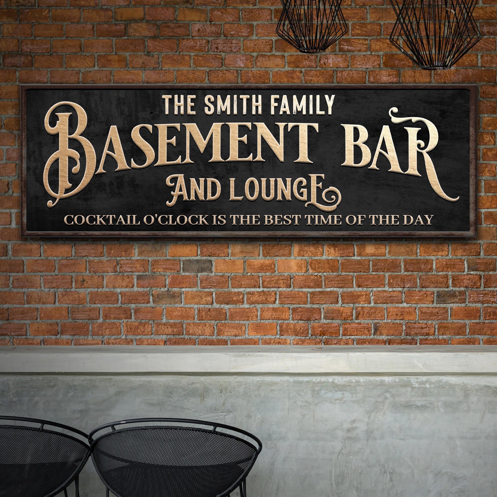 Custom Basement Bar and Lounge Sign Style 1 - Image by Tailored Canvases