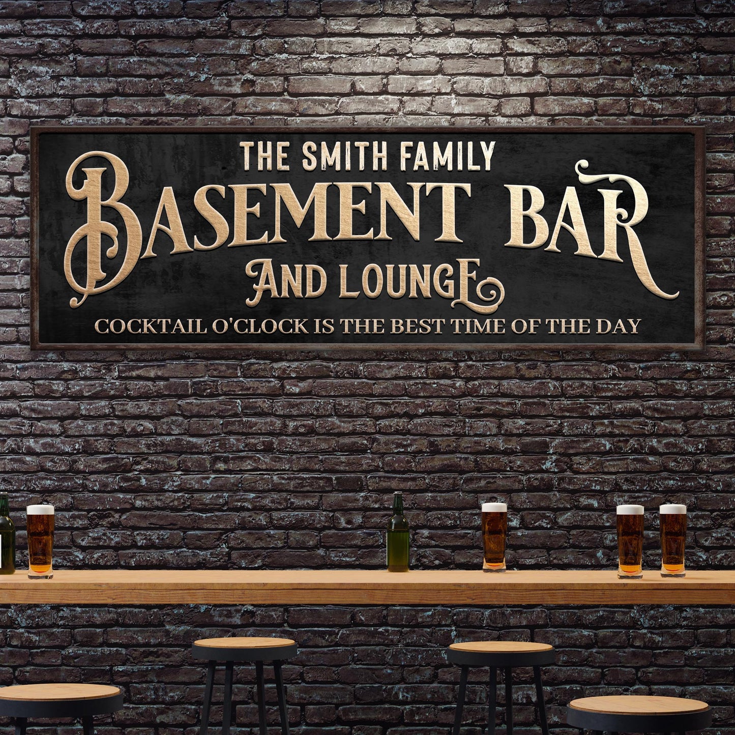 Custom Basement Bar and Lounge Sign Style 2 - Image by Tailored Canvases