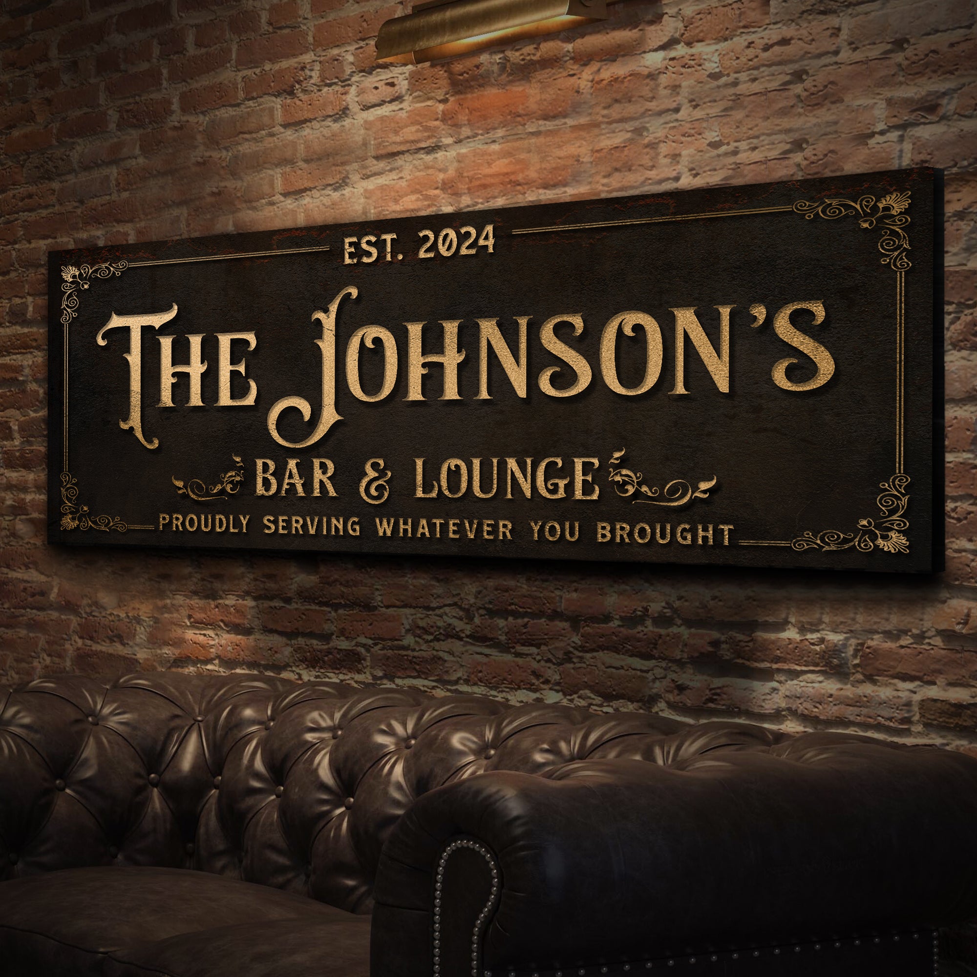 Personalized bar and lounge sign, black customizable vintage bar sign ...