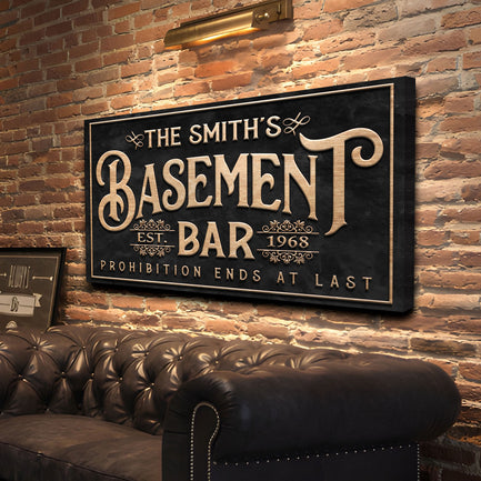 Custom Basement Bar Sign  - Image by Tailored Canvases
