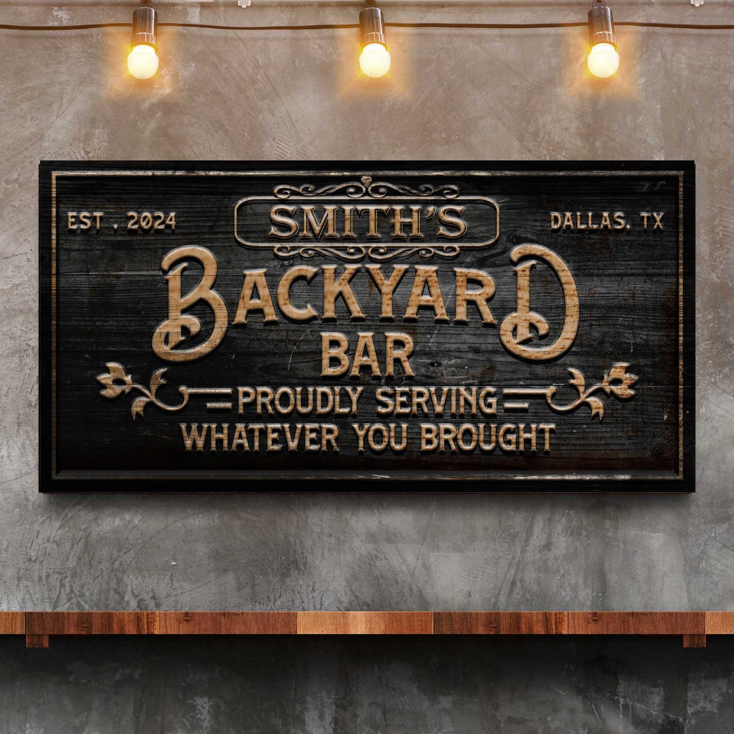 Custom Backyard Bar Sign II Style 1 - Image by Tailored Canvases
