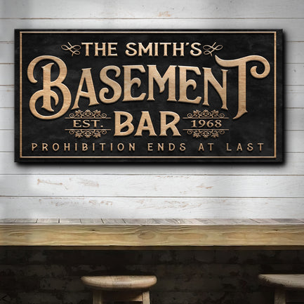 Custom Basement Bar Sign - Image by Tailored Canvases