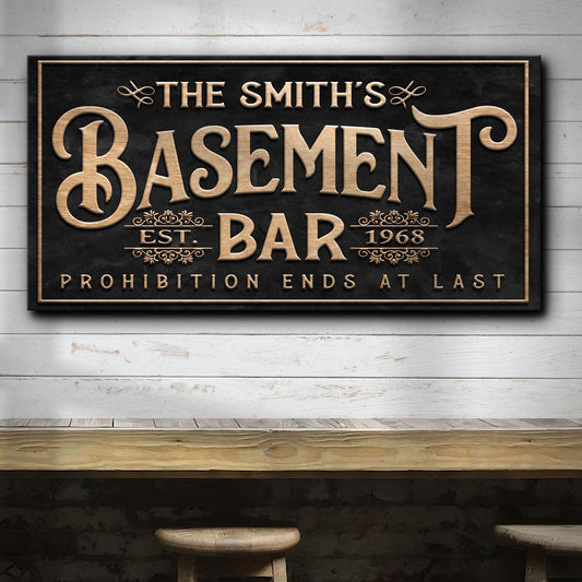 Custom Basement Bar Sign - Image by Tailored Canvases