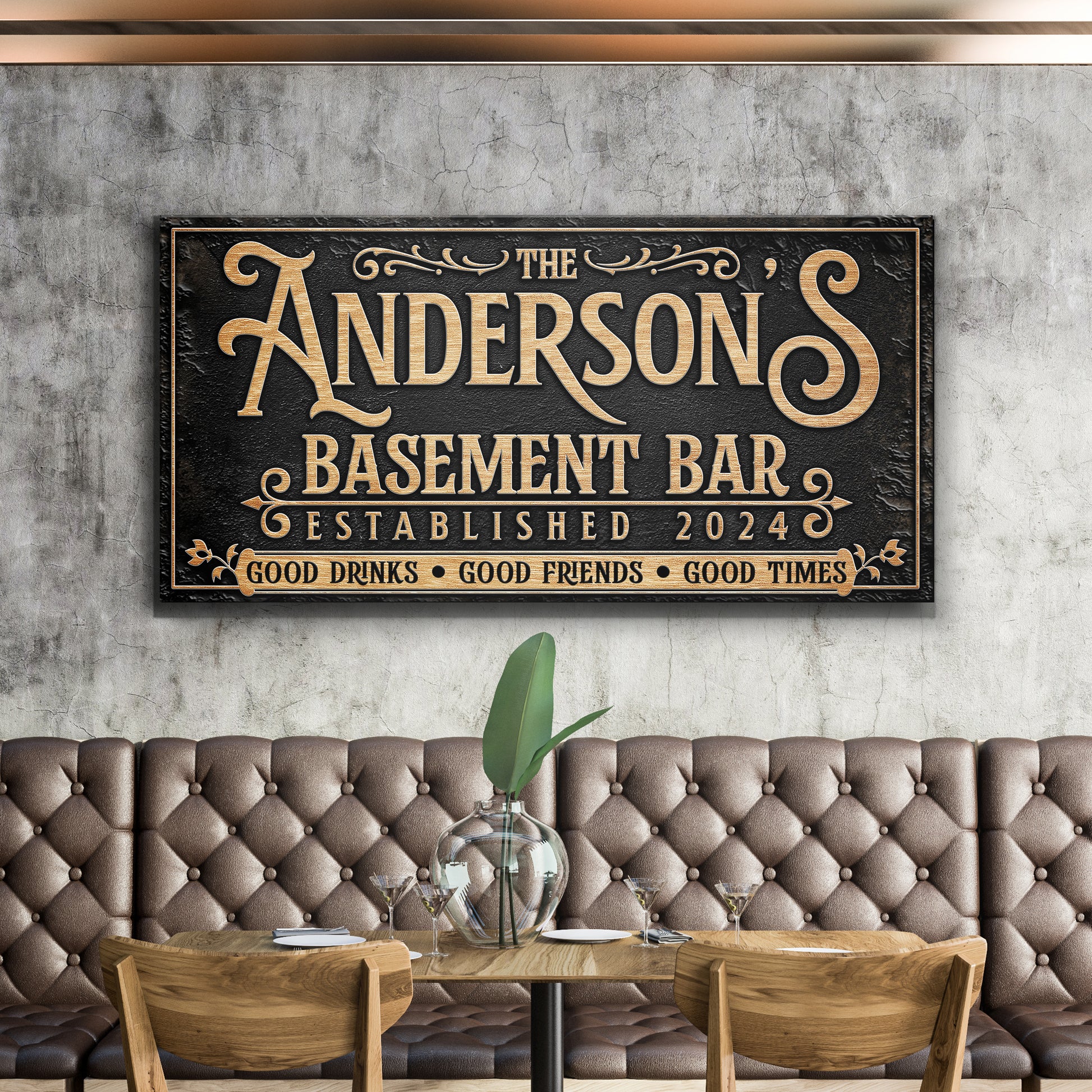 Custom Basement Bar Sign III Style 2 - Image by Tailored Canvases
