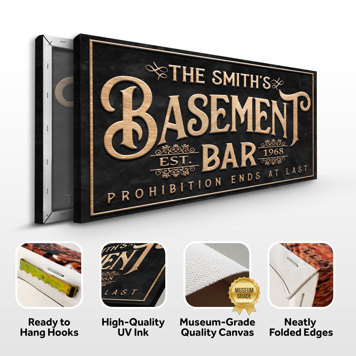 Custom Basement Bar Sign Specs - Image by Tailored Canvases