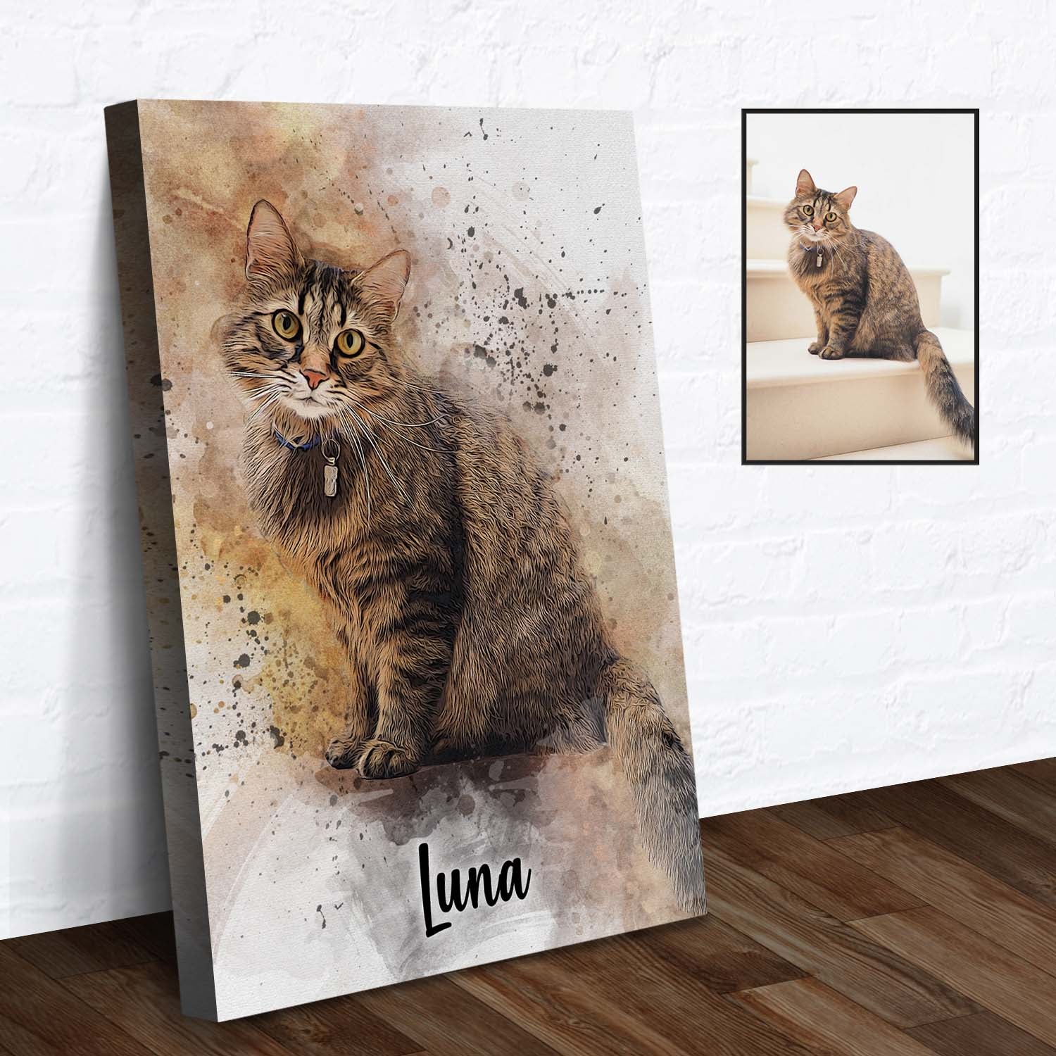 Custom Cat Watercolor Portrait  - Image by Tailored Canvases