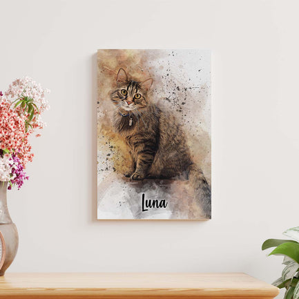 Custom Cat Watercolor Portrait  - Image by Tailored Canvases