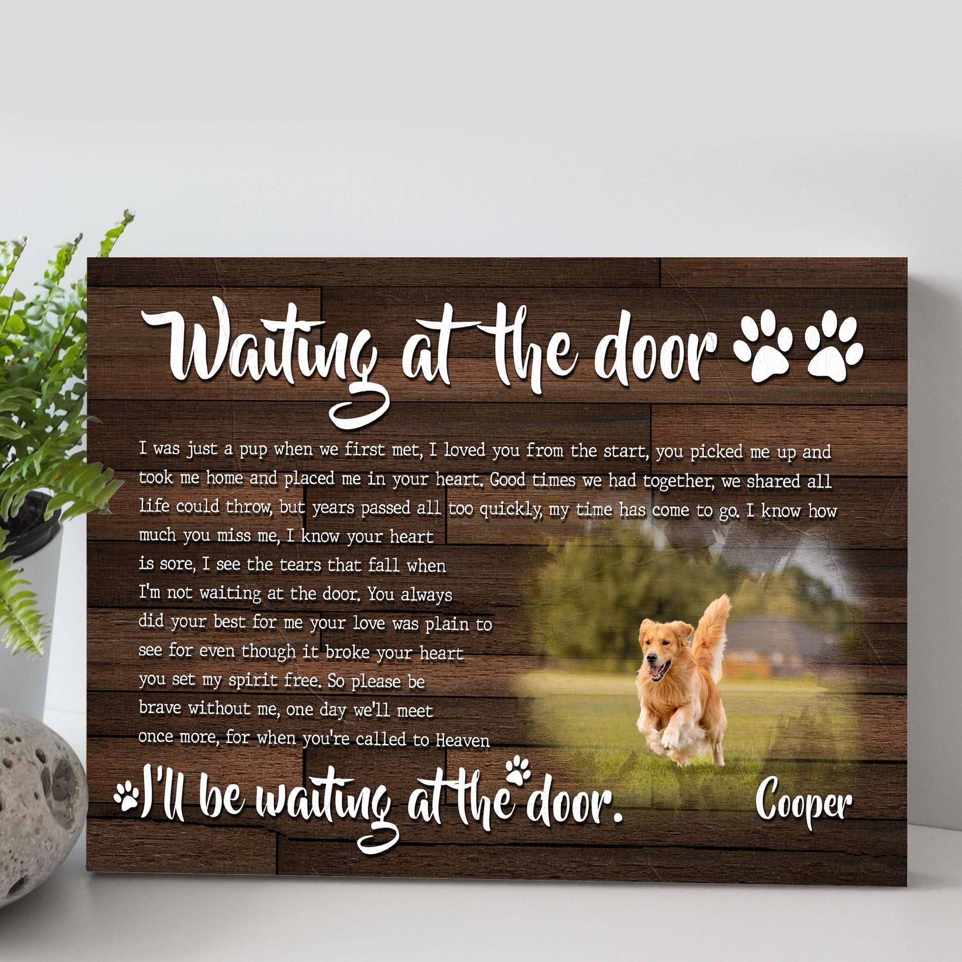 Custom Dog Portrait Waiting At The Door Sign  - Image by Tailored Canvases