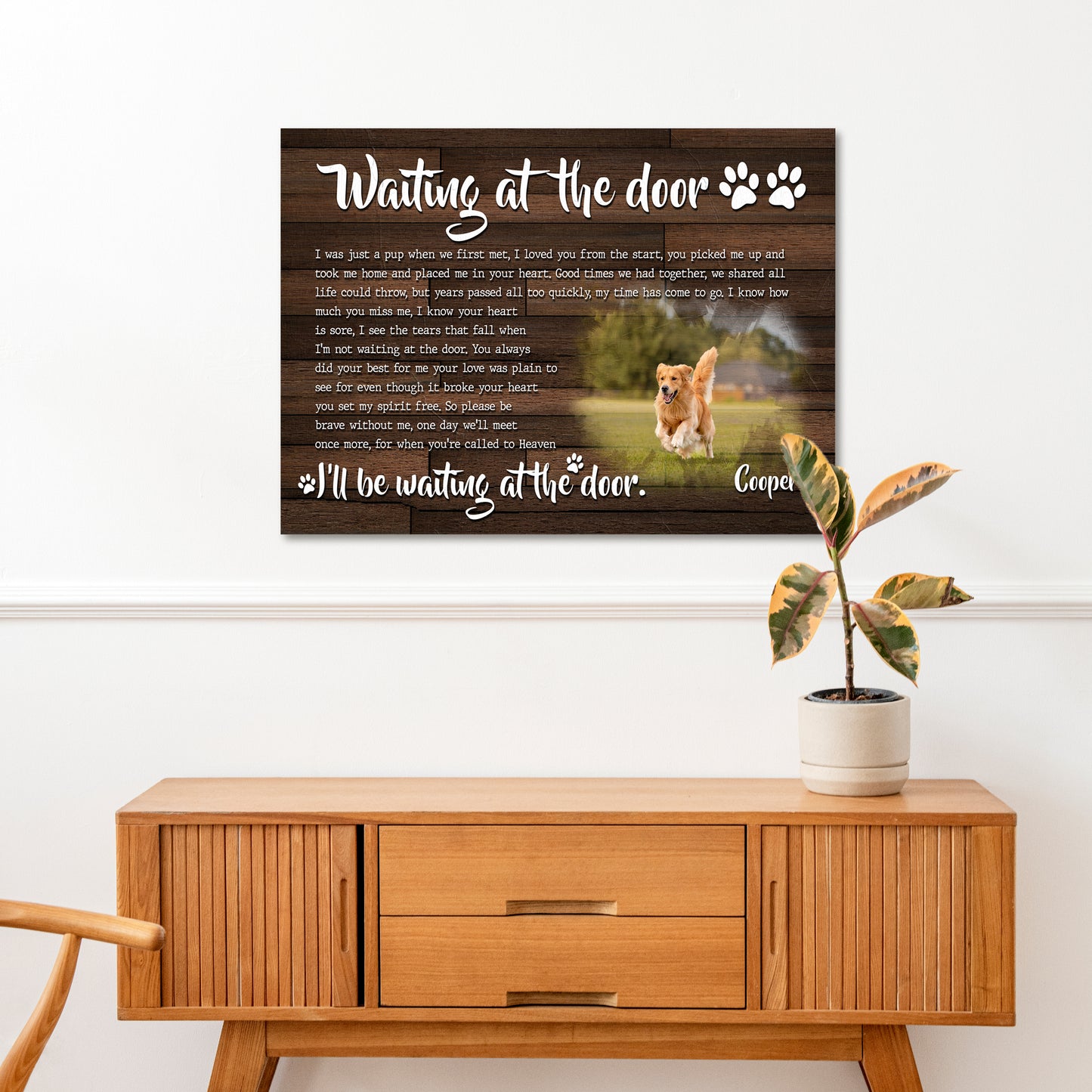 Custom Dog Portrait Waiting At The Door Sign Style 2 - Image by Tailored Canvases